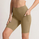 S-3XL Women Shorts with 3 Pockets Stretch High Waist Cycling Tights 14 Solid Color Slim Leggings Female Exercise Clothing