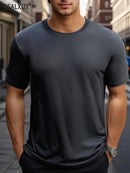 Men's Casual Breathable T-shirt Summer Breathable Quick Dry Short Sleeved Tops Outdoor Workout Gym Fitness Marathon Sport Tees