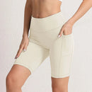 S-3XL Women Shorts with 3 Pockets Stretch High Waist Cycling Tights 14 Solid Color Slim Leggings Female Exercise Clothing