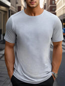 Men's Casual Breathable T-shirt Summer Breathable Quick Dry Short Sleeved Tops Outdoor Workout Gym Fitness Marathon Sport Tees