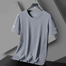 Running T-shirt Men Summer Ice Silk Thin Top Reflective Printing Quick Dry Short Sleeve Breathable Fitness Sports T-shirt 5XL