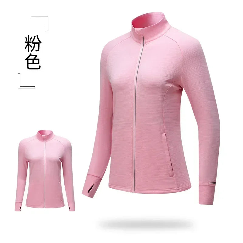 Men's Women's Marathon Running Training Jackets Thumb Holes Watch hole Stand collar Fitness Winter Jogging Training Zipper Coat