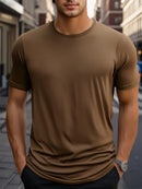 Men's Casual Breathable T-shirt Summer Breathable Quick Dry Short Sleeved Tops Outdoor Workout Gym Fitness Marathon Sport Tees