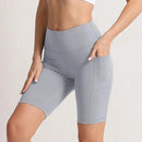 S-3XL Women Shorts with 3 Pockets Stretch High Waist Cycling Tights 14 Solid Color Slim Leggings Female Exercise Clothing