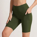 S-3XL Women Shorts with 3 Pockets Stretch High Waist Cycling Tights 14 Solid Color Slim Leggings Female Exercise Clothing