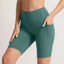 S-3XL Women Shorts with 3 Pockets Stretch High Waist Cycling Tights 14 Solid Color Slim Leggings Female Exercise Clothing