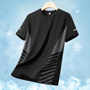 Running T-shirt Men Summer Ice Silk Thin Top Reflective Printing Quick Dry Short Sleeve Breathable Fitness Sports T-shirt 5XL