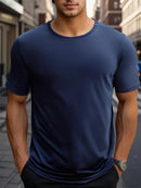 Men's Casual Breathable T-shirt Summer Breathable Quick Dry Short Sleeved Tops Outdoor Workout Gym Fitness Marathon Sport Tees