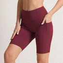 S-3XL Women Shorts with 3 Pockets Stretch High Waist Cycling Tights 14 Solid Color Slim Leggings Female Exercise Clothing