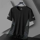 Running T-shirt Men Summer Ice Silk Thin Top Reflective Printing Quick Dry Short Sleeve Breathable Fitness Sports T-shirt 5XL