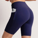 S-3XL Women Shorts with 3 Pockets Stretch High Waist Cycling Tights 14 Solid Color Slim Leggings Female Exercise Clothing