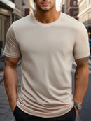 Men's Casual Breathable T-shirt Summer Breathable Quick Dry Short Sleeved Tops Outdoor Workout Gym Fitness Marathon Sport Tees