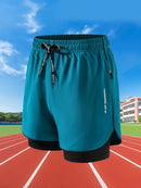 Summer Men Running Shorts Fitness Gym Training 2 in 1 Sports Shorts Quick Dry WorkoutJogging Double Deck Shorts