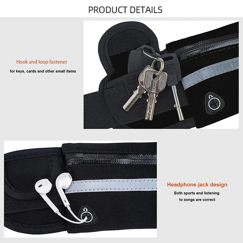 Unisex Outdoor Sports Waist Bag Waterproof Pack Close Fitting Invisible Belt Fitness Anti Theft Mobile Phone Waist Bag Bottle