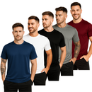 Kit 5 Camisetas Poliéster DryFit Masculina Lisa Academia Corrida Casual Esportes Confortável
