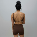 Conjunto fitness academia poliamida top bojo removível + short 0 transparência compressão UV50+ 28