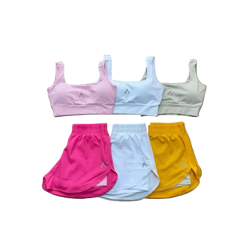 Conjunto de Short Duplo em Poliamida e Tactel