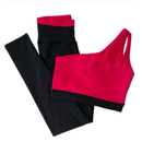 conjunto bicolor academia calça e top alta compressão zero transparencia fitness