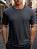Men's Casual Breathable T-shirt Summer Breathable Quick Dry Short Sleeved Tops Outdoor Workout Gym Fitness Marathon Sport Tees