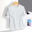 Running T-shirt Men Summer Ice Silk Thin Top Reflective Printing Quick Dry Short Sleeve Breathable Fitness Sports T-shirt 5XL