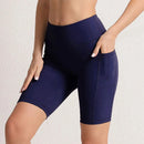 S-3XL Women Shorts with 3 Pockets Stretch High Waist Cycling Tights 14 Solid Color Slim Leggings Female Exercise Clothing