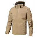 Men's Fashionable Waterproof Windproof Jacket Hooded Outdoor Hiking Camping Sports Windbreaker Jacket Lightweight Jacket