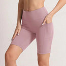 S-3XL Women Shorts with 3 Pockets Stretch High Waist Cycling Tights 14 Solid Color Slim Leggings Female Exercise Clothing