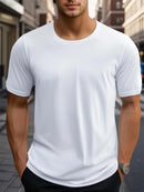 Men's Casual Breathable T-shirt Summer Breathable Quick Dry Short Sleeved Tops Outdoor Workout Gym Fitness Marathon Sport Tees