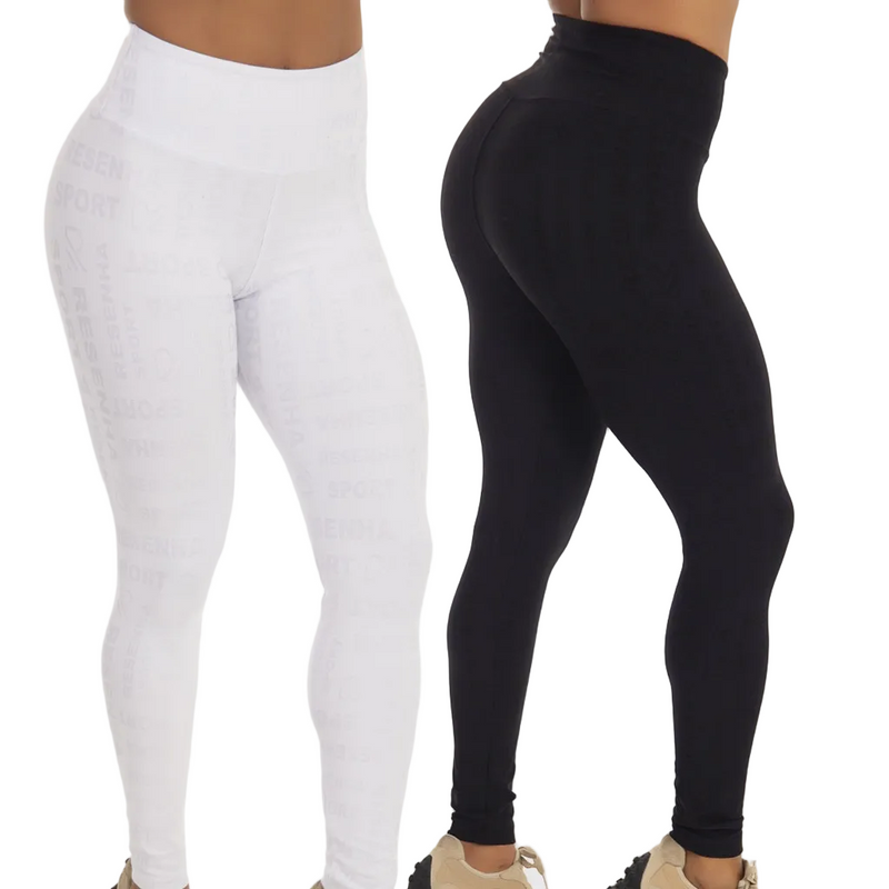 Kit 2 CalçaS Legging Fitness Poliamida Resenha Sport Cós Alto Compressão Conforto Academia
